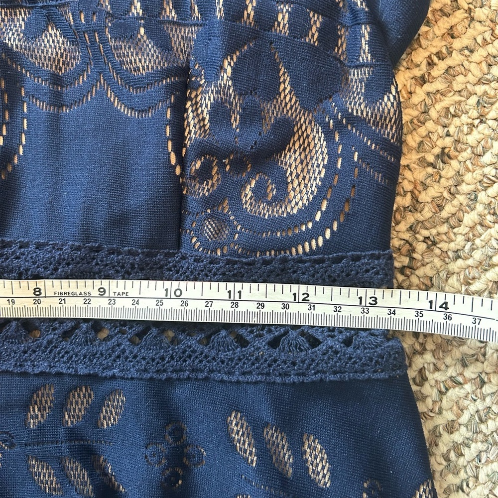 Rebellion Navy Blue Floral Lace Fit and Flare Dress Medium - Picture 14 of 15